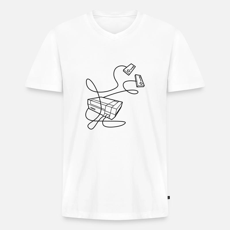 NES Console - Männer Premium Bio T-Shirt mit V-Ausschnitt - Weiß