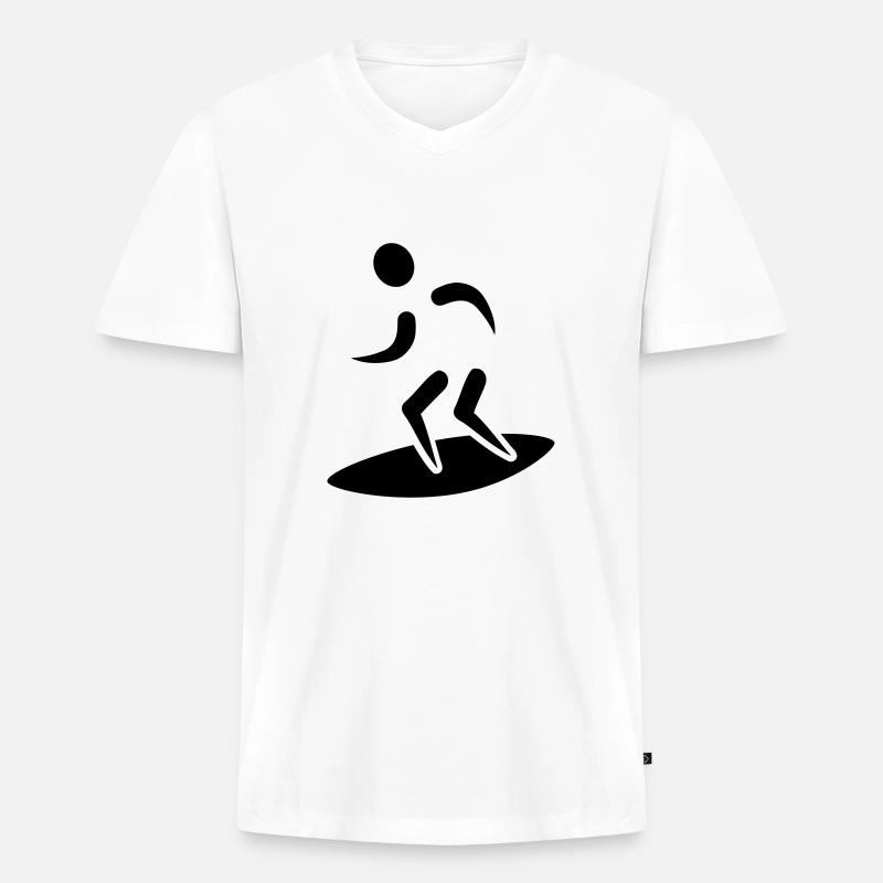 Surfer - Männer Premium Bio T-Shirt mit V-Ausschnitt - Weiß