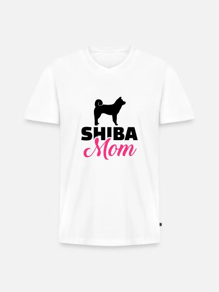Shiba Inu - Premium økologisk T-shirt med V-hals til mænd - hvid