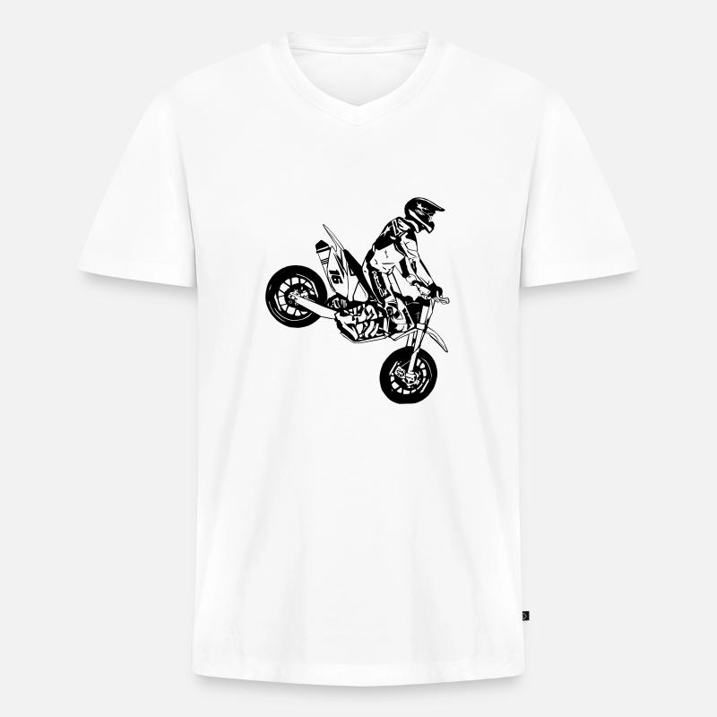 Supermoto - Männer Premium Bio T-Shirt mit V-Ausschnitt - Weiß