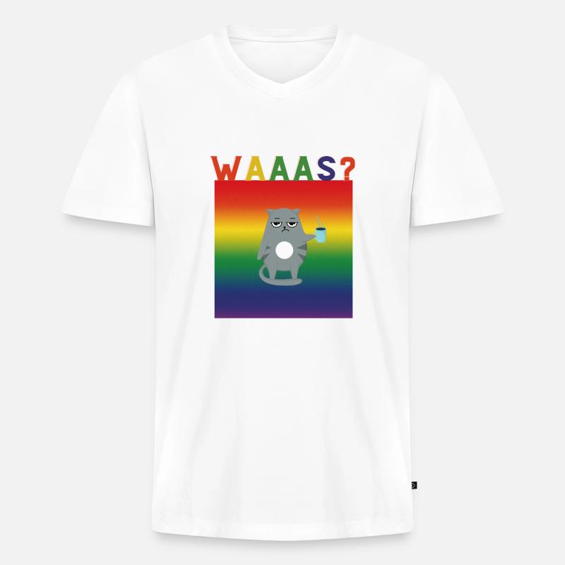 Waaas - Männer Premium Bio T-Shirt mit V-Ausschnitt - Weiß