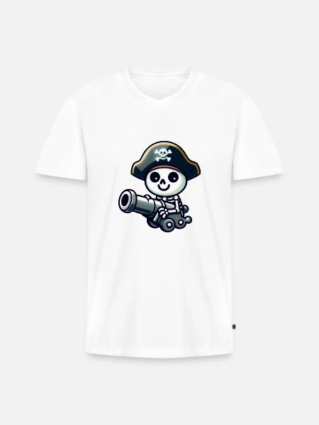 Pirate Skull - Skeleton Treasure - Men's Premium Organic T-shirt with V-neck - white