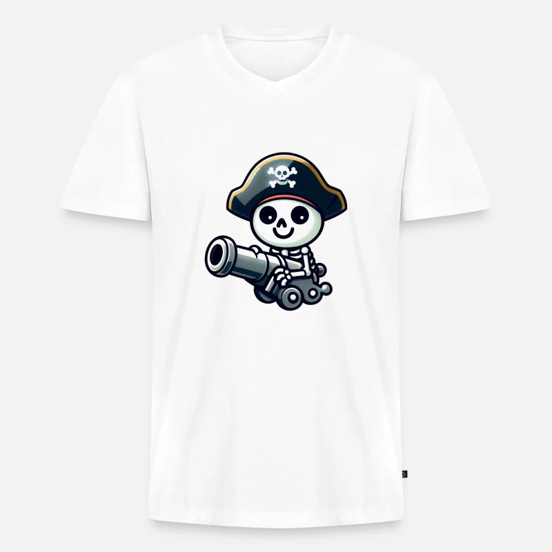 Piratenschädel - Skelett Schatz - Männer Premium Bio T-Shirt mit V-Ausschnitt - Weiß