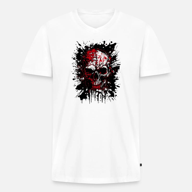 Schädel - Männer Premium Bio T-Shirt mit V-Ausschnitt - Weiß