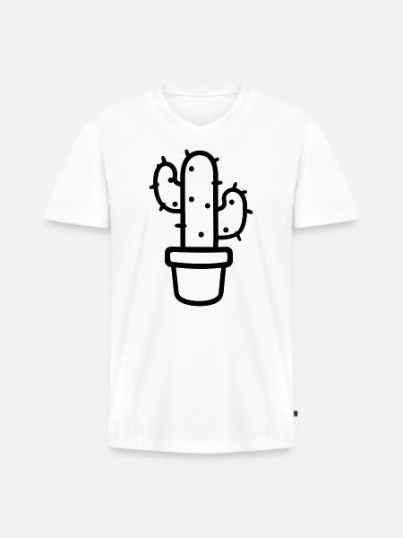 Cactus - Men's Premium Organic T-shirt with V-neck - white