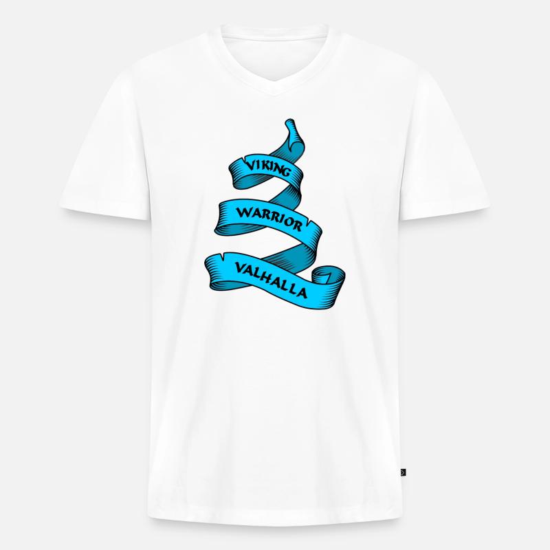 Wikinger Wimpel oder Banner blau - Männer Premium Bio T-Shirt mit V-Ausschnitt - Weiß