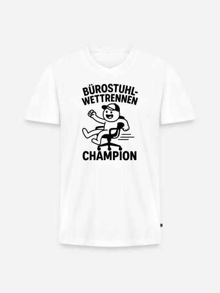 Office Chair Race Champion - Men's Premium Organic T-shirt with V-neck - white