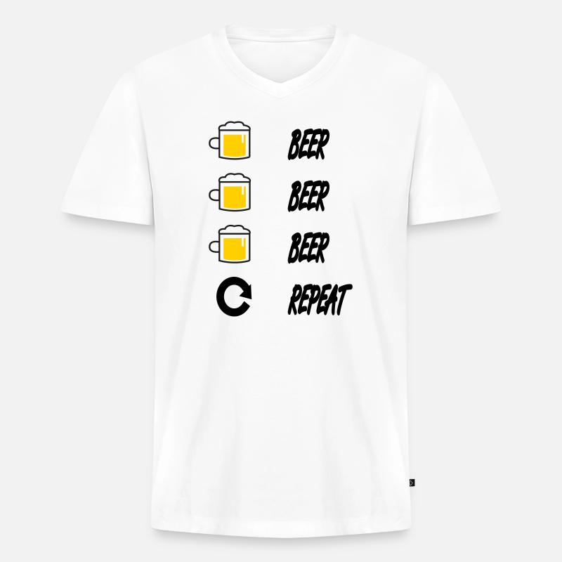 Bier Bier Bier Wiederholung - Männer Premium Bio T-Shirt mit V-Ausschnitt - Weiß