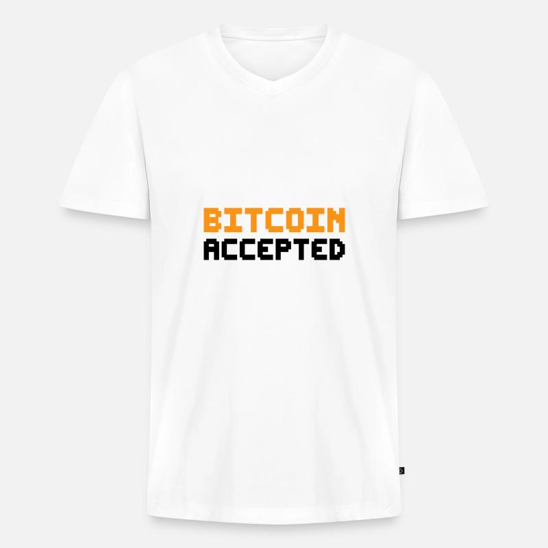 Bitcoin Accepted - Männer Premium Bio T-Shirt mit V-Ausschnitt - Weiß