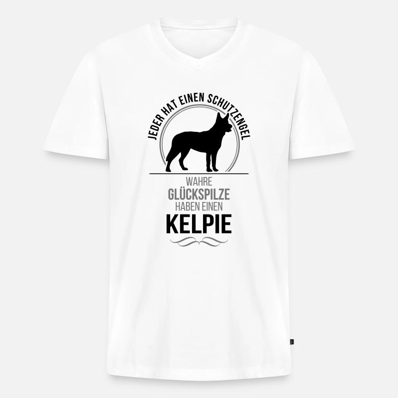 KELPIE Schutzengel Wilsigns - Männer Premium Bio T-Shirt mit V-Ausschnitt - Weiß