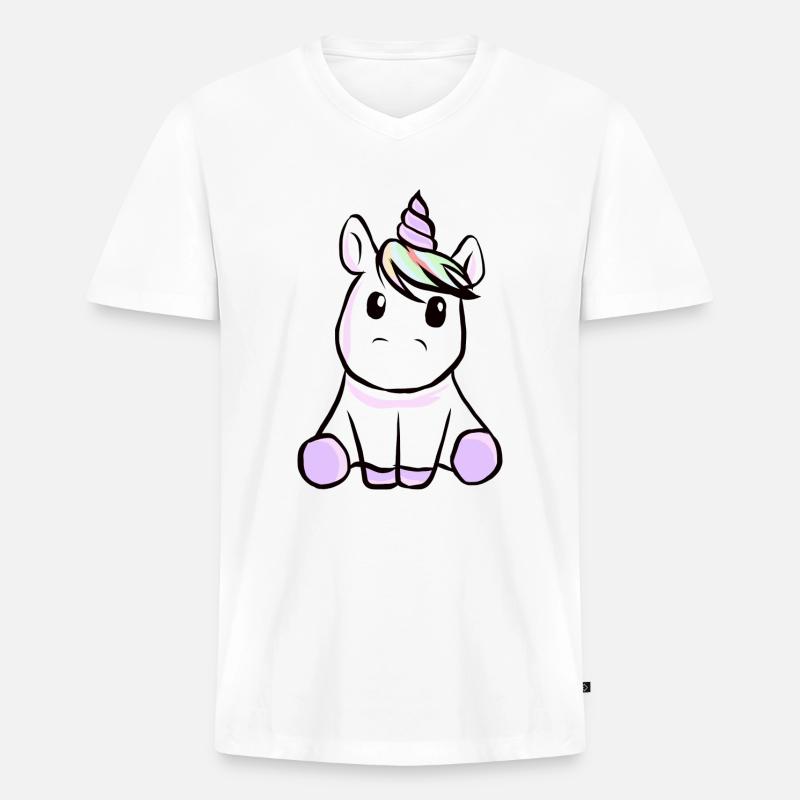 süßes Einhorn - Männer Premium Bio T-Shirt mit V-Ausschnitt - Weiß