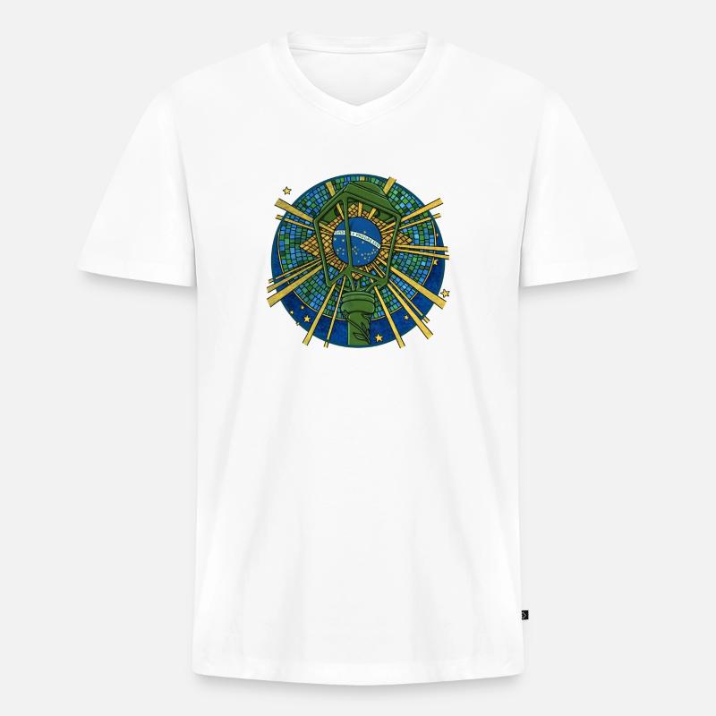 ORDEM E PROGRESSO - Männer Premium Bio T-Shirt mit V-Ausschnitt - Weiß