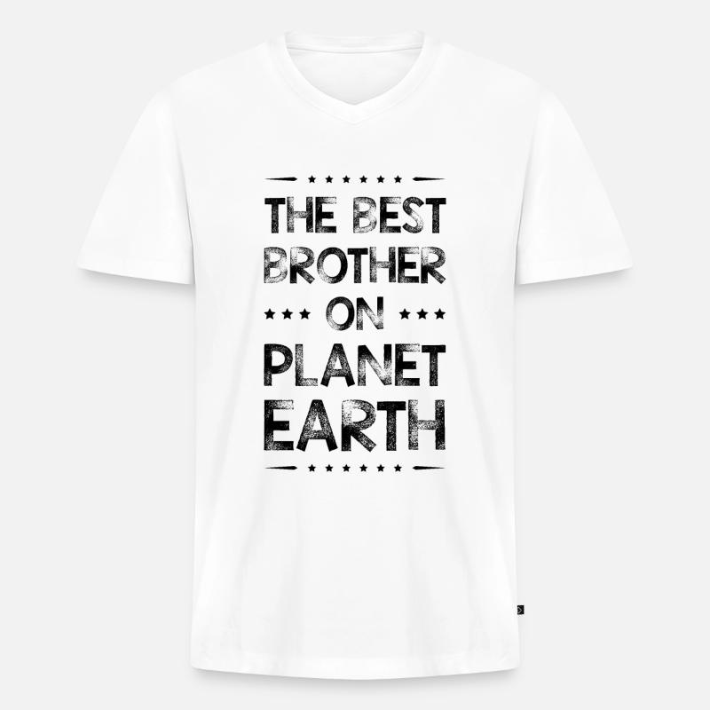 Bester Bruder Spruch - Männer Premium Bio T-Shirt mit V-Ausschnitt - Weiß