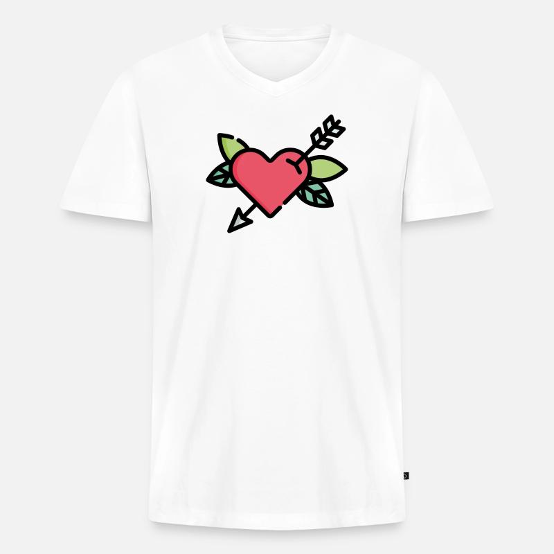 Herz mit Pfeil Geschenk Idee - Männer Premium Bio T-Shirt mit V-Ausschnitt - Weiß
