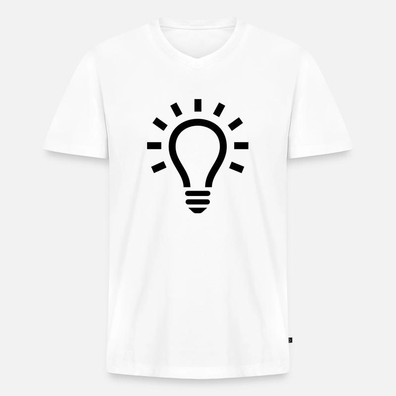 Glühbirne - Männer Premium Bio T-Shirt mit V-Ausschnitt - Weiß