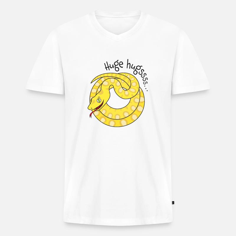 Tight hugs available from python! - Men's Premium Organic T-shirt with V-neck - white