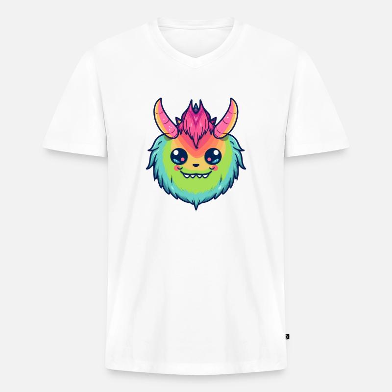 Netter Dämon des Pride-Monats - Männer Premium Bio T-Shirt mit V-Ausschnitt - Weiß