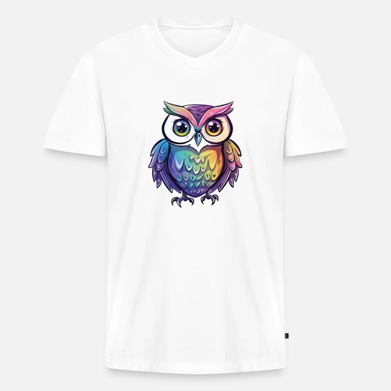 Niedliche Eule Kawaii Maskottchen - Männer Premium Bio T-Shirt mit V-Ausschnitt - Weiß