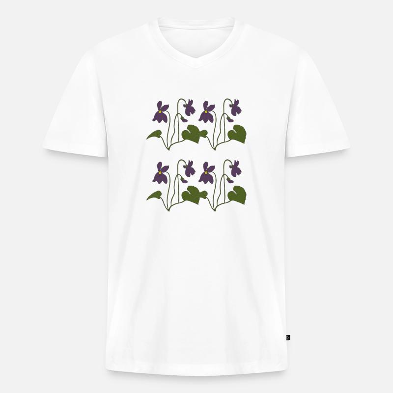 veilchen 4fach - Männer Premium Bio T-Shirt mit V-Ausschnitt - Weiß