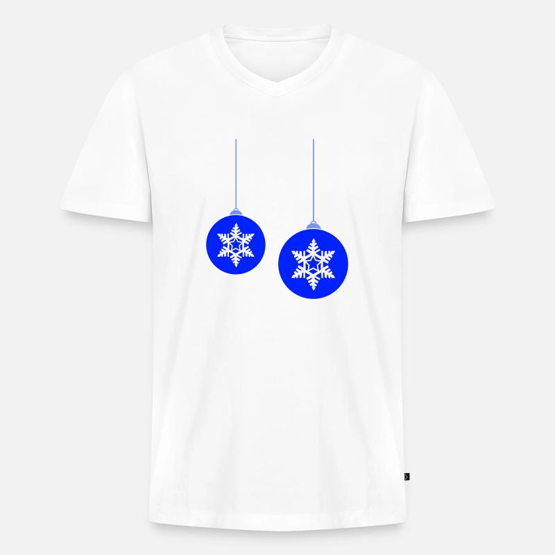 Weihnachtskugeln Stern - Männer Premium Bio T-Shirt mit V-Ausschnitt - Weiß