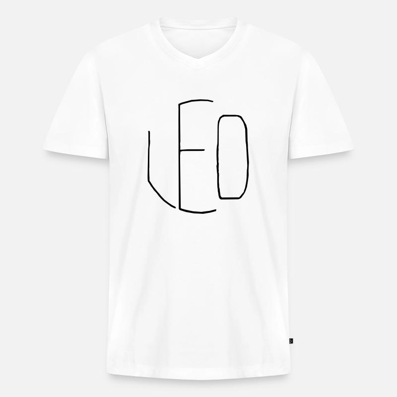 Leo - Männer Premium Bio T-Shirt mit V-Ausschnitt - Weiß
