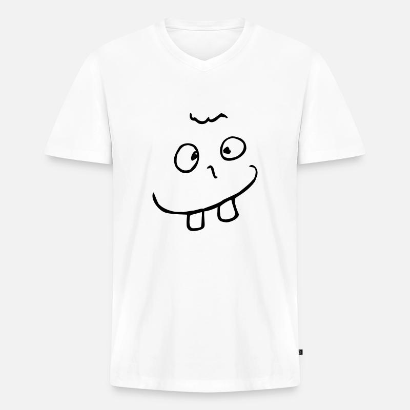 Nerd Face - Männer Premium Bio T-Shirt mit V-Ausschnitt - Weiß