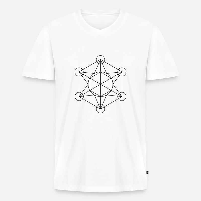 Metatrons Würfel - Männer Premium Bio T-Shirt mit V-Ausschnitt - Weiß