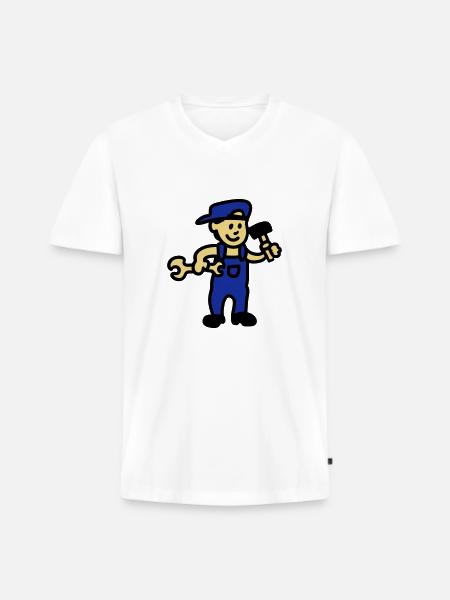 Handwerker 3 - Männer Premium Bio T-Shirt mit V-Ausschnitt - Weiß