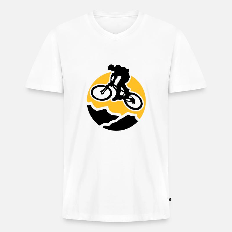 MountainBiker3 - Männer Premium Bio T-Shirt mit V-Ausschnitt - Weiß