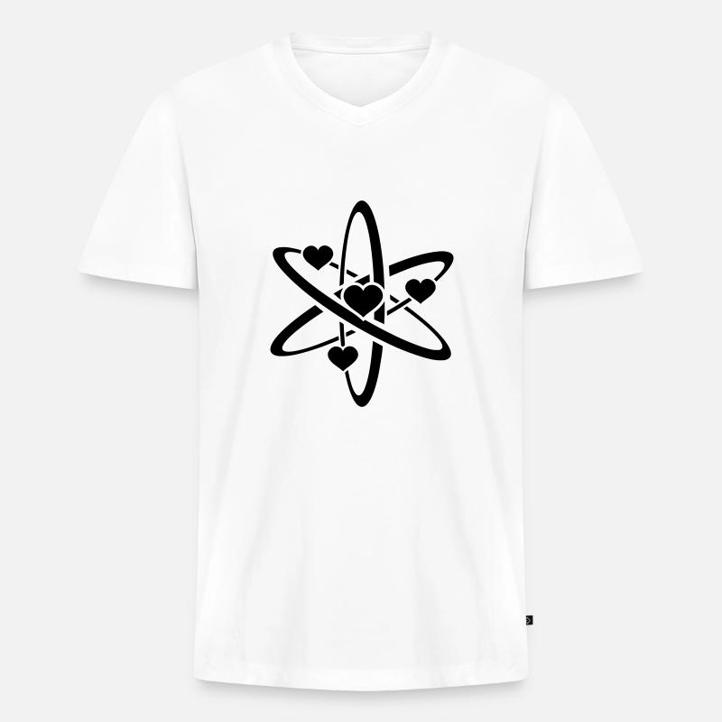 heart atom - Männer Premium Bio T-Shirt mit V-Ausschnitt - Weiß