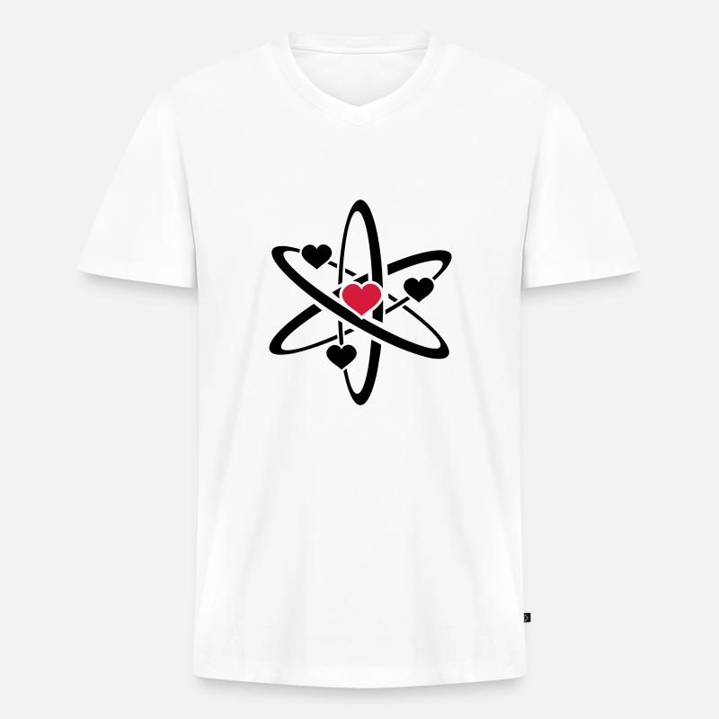 heart atom - Männer Premium Bio T-Shirt mit V-Ausschnitt - Weiß