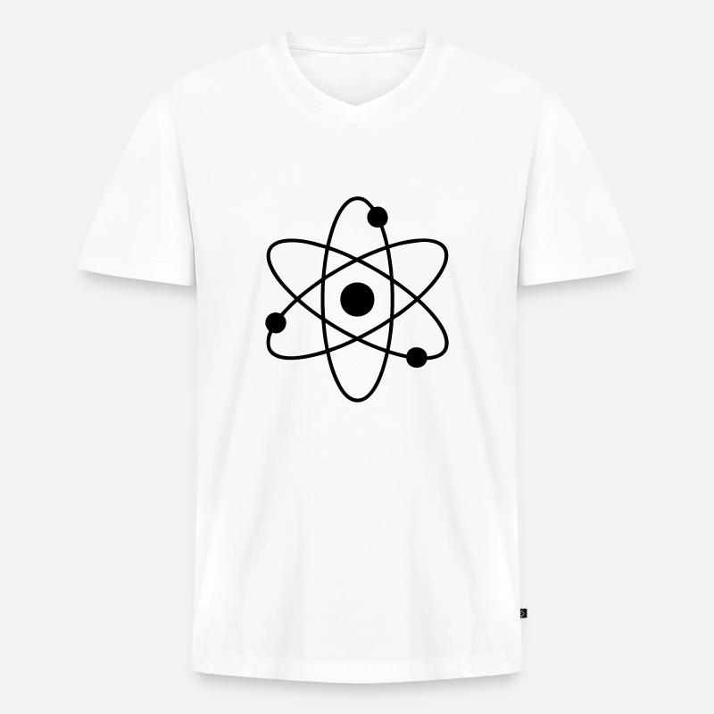 atome - Männer Premium Bio T-Shirt mit V-Ausschnitt - Weiß