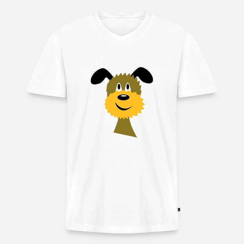 hund - Männer Premium Bio T-Shirt mit V-Ausschnitt - Weiß