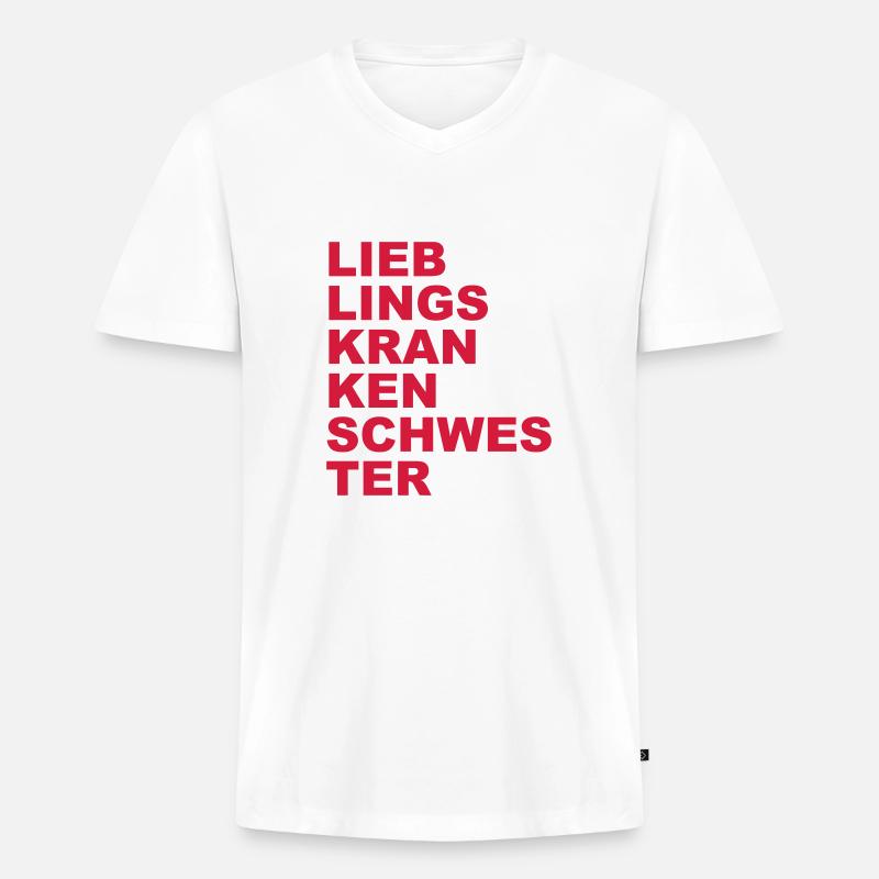 Lieblingskrankenschwester - Männer Premium Bio T-Shirt mit V-Ausschnitt - Weiß