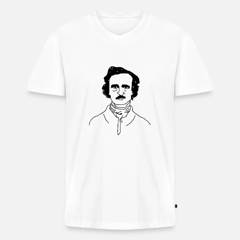 Edgar Allan Poe - Männer Premium Bio T-Shirt mit V-Ausschnitt - Weiß