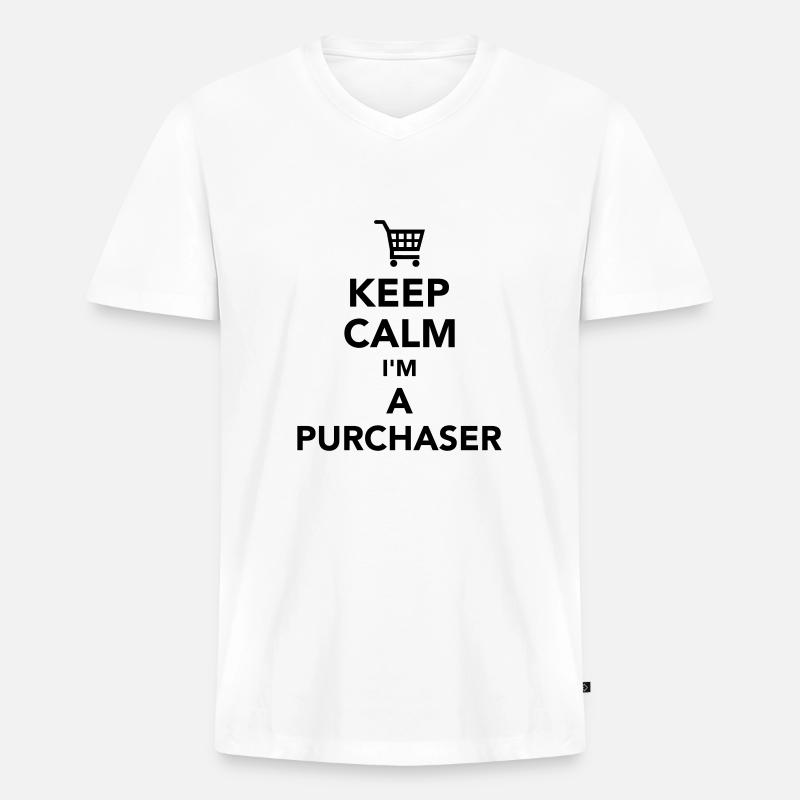 Einkäufer - Männer Premium Bio T-Shirt mit V-Ausschnitt - Weiß