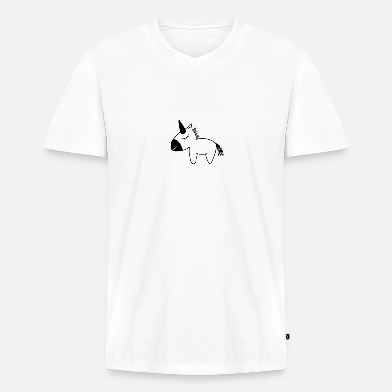 Süßes kleines Einhorn - Männer Premium Bio T-Shirt mit V-Ausschnitt - Weiß
