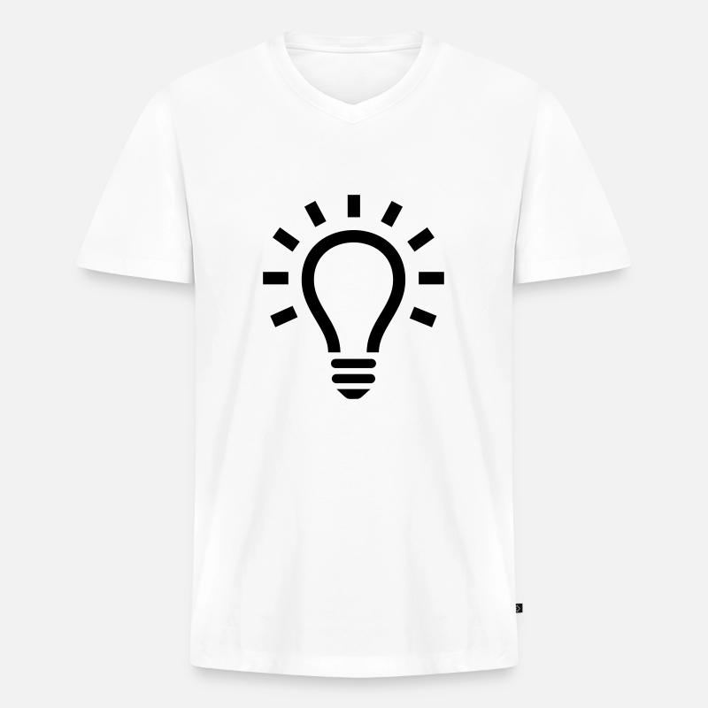 Glühlampe - Männer Premium Bio T-Shirt mit V-Ausschnitt - Weiß