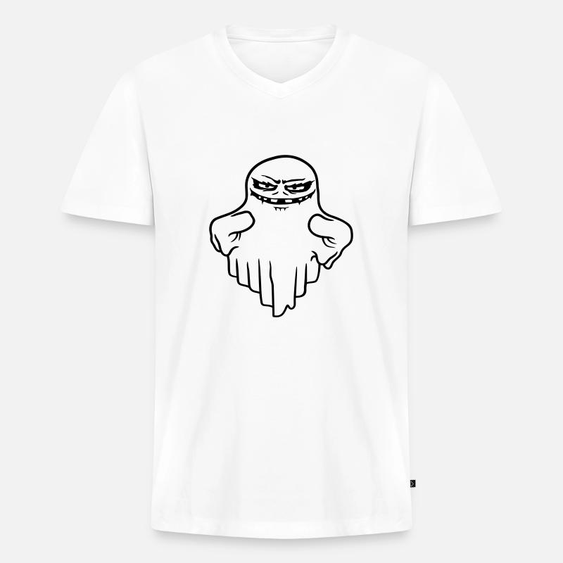 Schwebender Monster Geist Comic - Männer Premium Bio T-Shirt mit V-Ausschnitt - Weiß