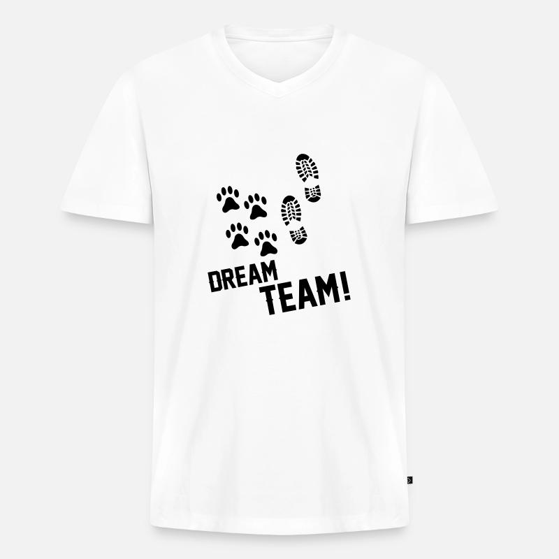 dream team - Männer Premium Bio T-Shirt mit V-Ausschnitt - Weiß
