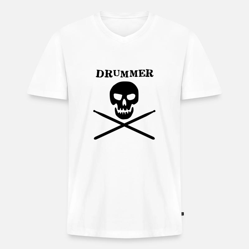 drummer - Männer Premium Bio T-Shirt mit V-Ausschnitt - Weiß