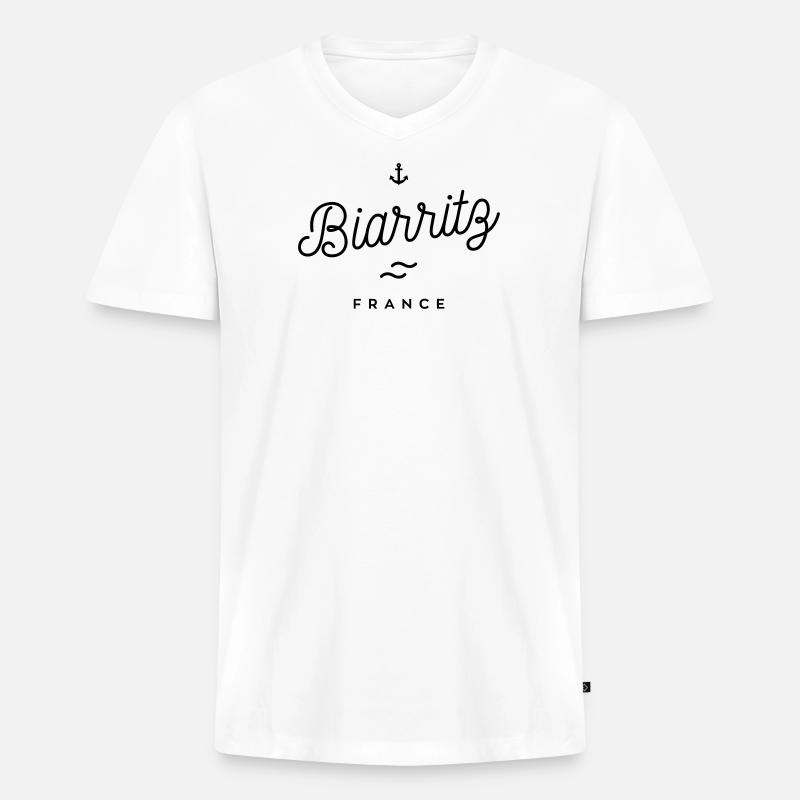 Biarritz - Frankreich - Männer Premium Bio T-Shirt mit V-Ausschnitt - Weiß