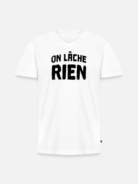 on lâche rien - T-shirt encolure en V Premium bio Homme - blanc