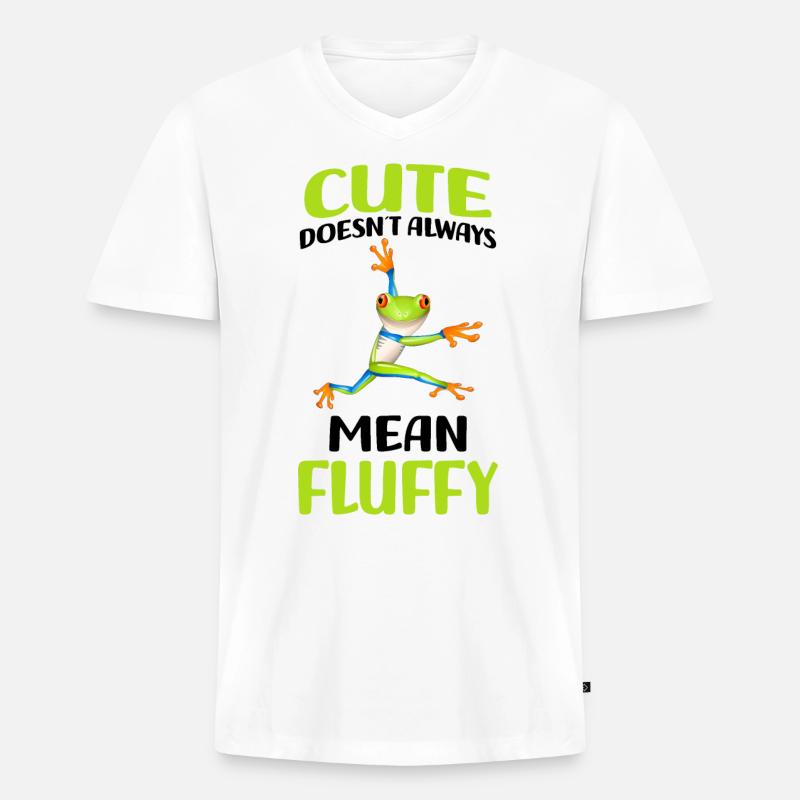 Frosch - Männer Premium Bio T-Shirt mit V-Ausschnitt - Weiß
