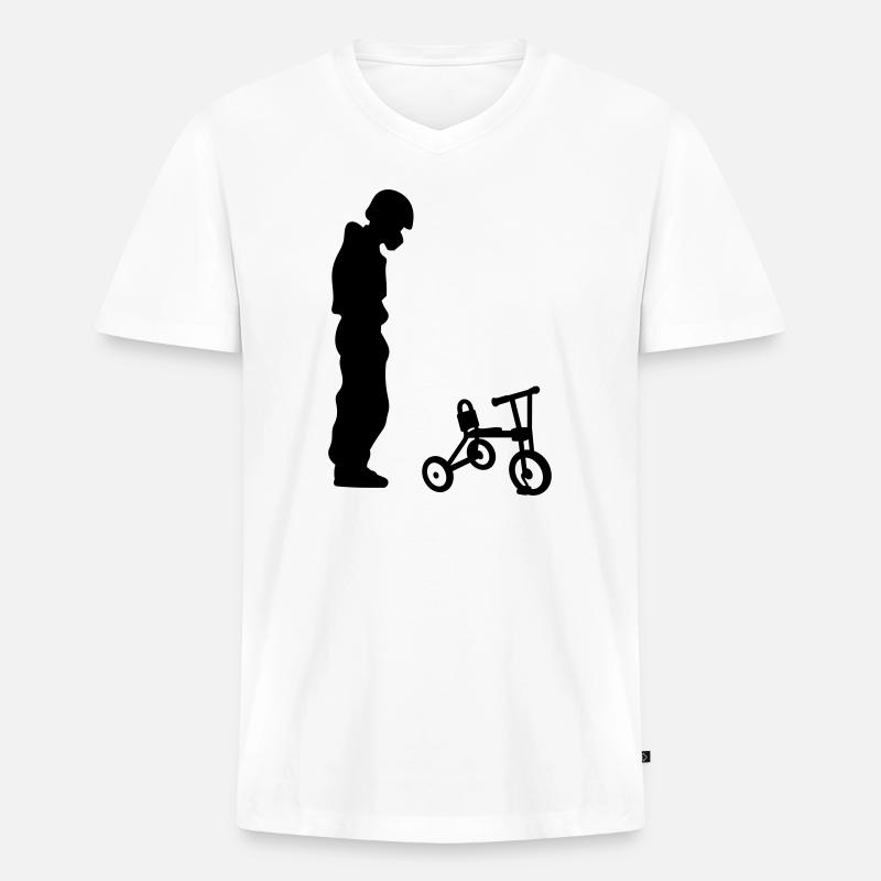 Biker - Männer Premium Bio T-Shirt mit V-Ausschnitt - Weiß