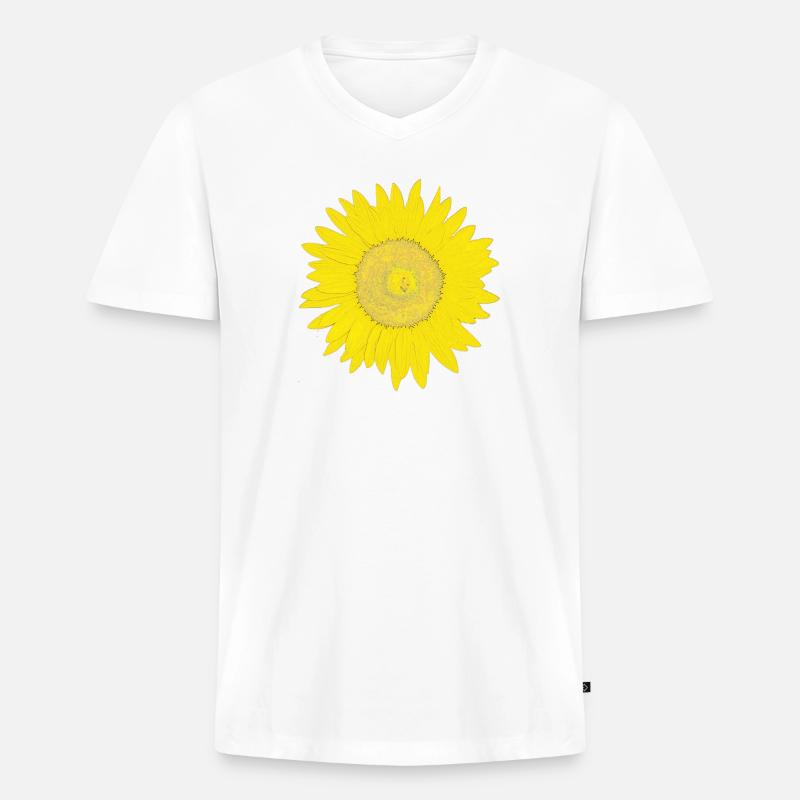 Sonnenblume im impressionistischen Stil - Männer Premium Bio T-Shirt mit V-Ausschnitt - Weiß