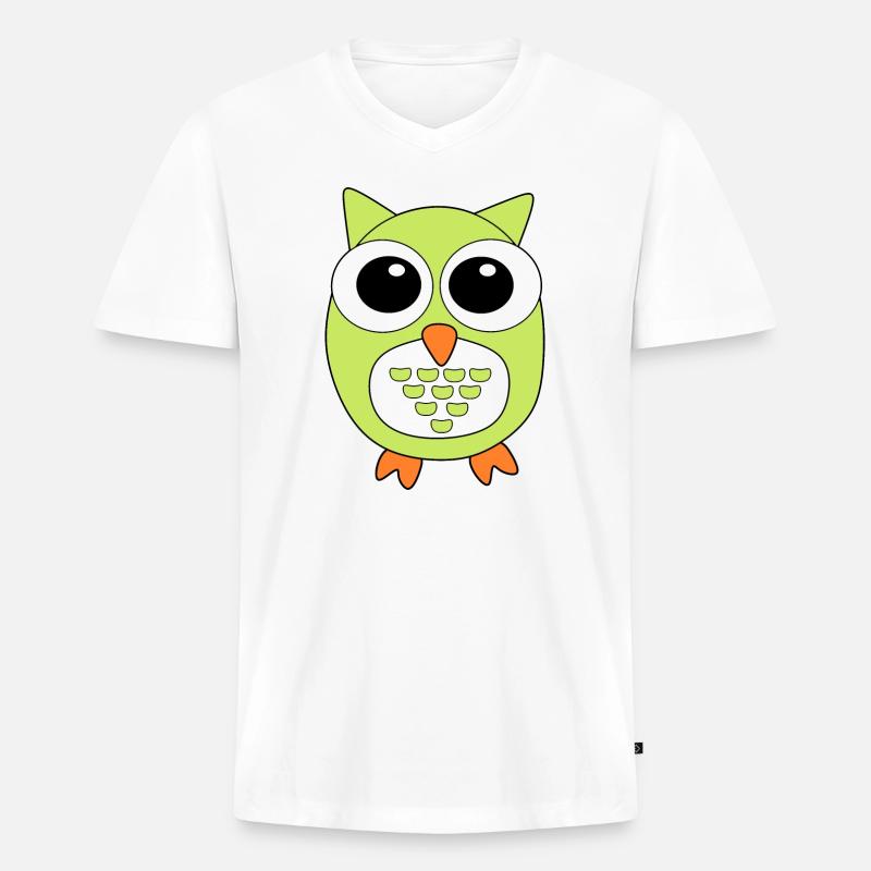 Eule grüne Eule - Männer Premium Bio T-Shirt mit V-Ausschnitt - Weiß
