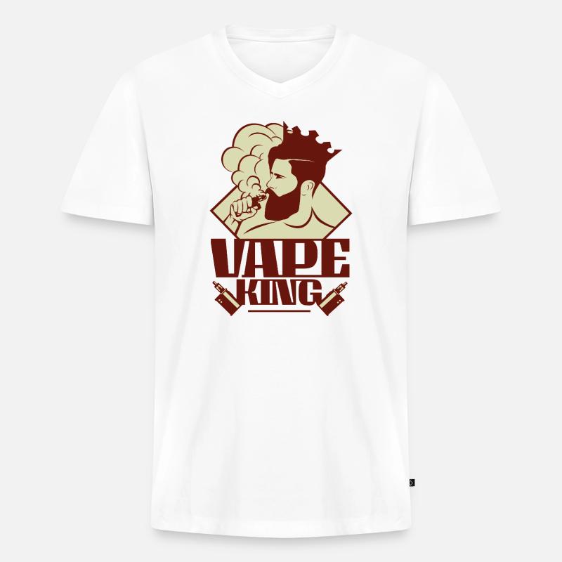 VAPE KING - Vaping Dampfen liquid - Männer Premium Bio T-Shirt mit V-Ausschnitt - Weiß