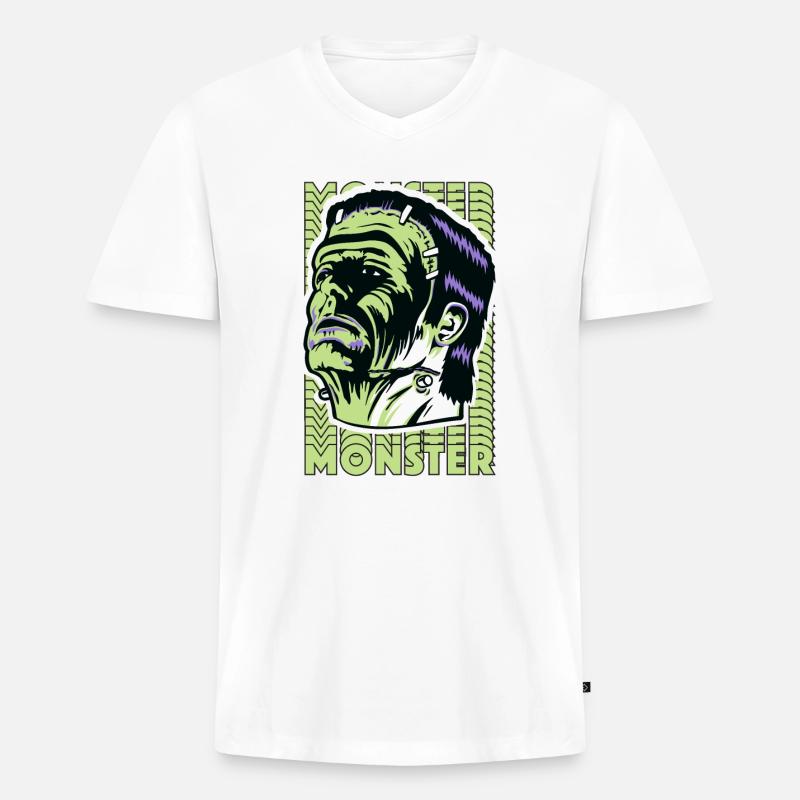 Universal Monsters Frankenstein - Männer Premium Bio T-Shirt mit V-Ausschnitt - Weiß