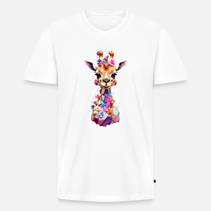 Giraffe V1 24 22 - Männer Premium Bio T-Shirt mit V-Ausschnitt - Weiß
